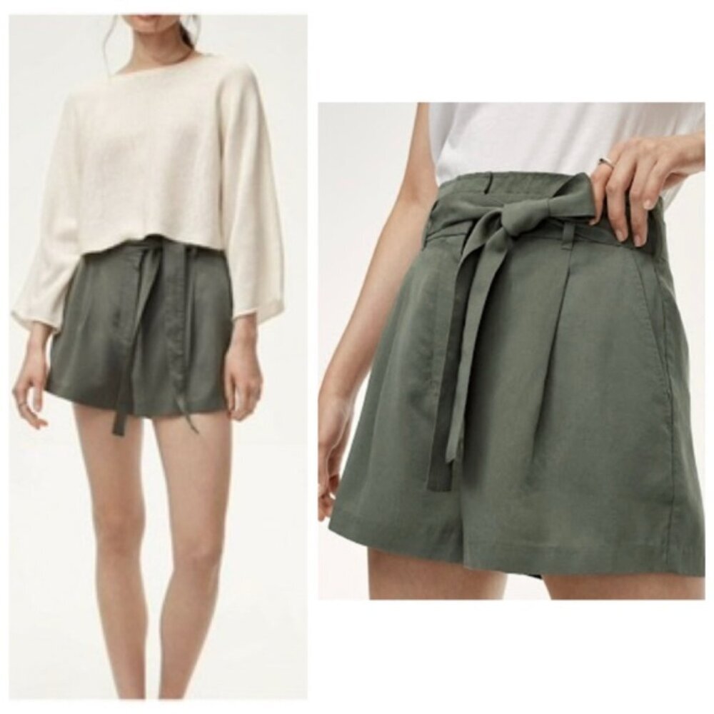 Aritzia Babaton NEW Anderson High Waist Preppy Flowy Pockets Shorts Zip Boho 2